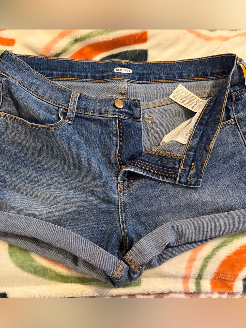 Old Navy Medium Blue Denim Roll-Cuff Jean Shorts
